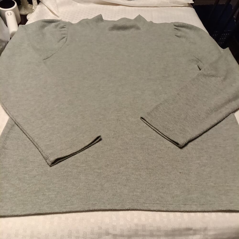 Madewell Women's Pale Green Large Sweater Cotton Blend Long Sleeve Crew Neck